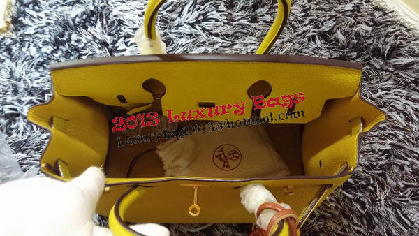 Hermes Birkin 30CM Tote Bags Litchi Leather H30LI Lemon