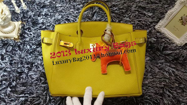 Hermes Birkin 30CM Tote Bags Litchi Leather H30LI Lemon
