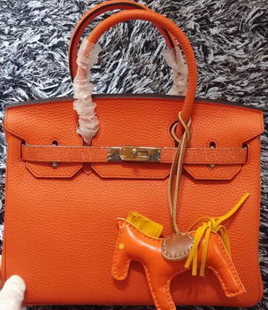 Hermes Birkin 30CM Tote Bags Litchi Leather H30LI Orange