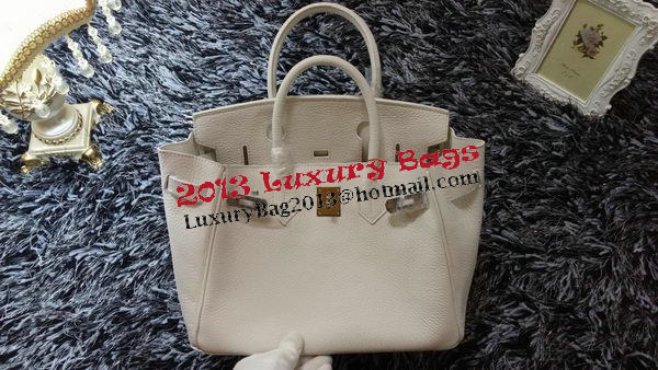 Hermes Birkin 30CM Tote Bags Litchi Leather H30LI White