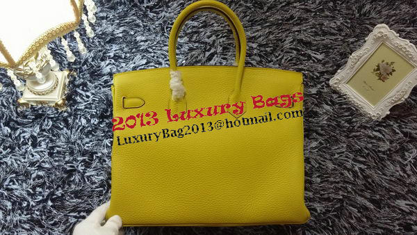 Hermes Birkin 35CM Tote Bag Litchi Leather HB35GL Lemon