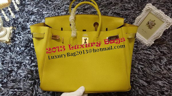 Hermes Birkin 35CM Tote Bag Litchi Leather HB35GL Lemon