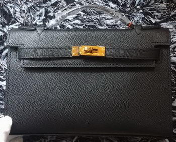 Hermes MINI Kelly 22cm Tote Bag Calf Leather K011 Black