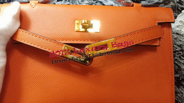 Hermes MINI Kelly 22cm Tote Bag Calf Leather K011 Orange