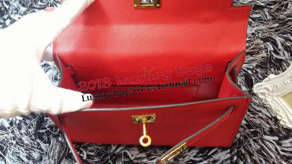 Hermes MINI Kelly 22cm Tote Bag Calf Leather K011 Red