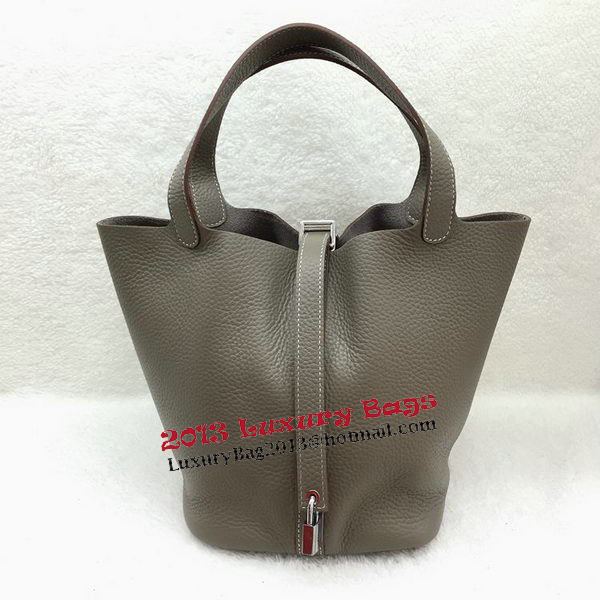 Hermes Picotin Lock 22cm Bags Litchi Leather HPL1048 Grey
