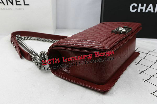 Boy Chanel Flap Bag Original Burgundy Cannage Pattern A67025 Silver