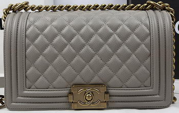 Boy Chanel Flap Bag Original Grey Cannage Pattern A67025 Gold