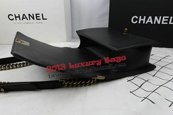 Boy Chanel Flap Bags Original Black Sheepskin Leather A67088 Gold