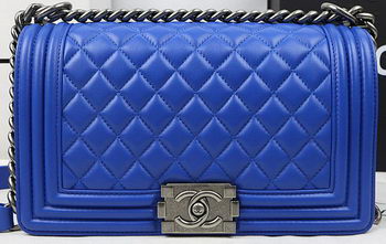 Boy Chanel Flap Bags Original Sheepskin Leather A67025 Blue
