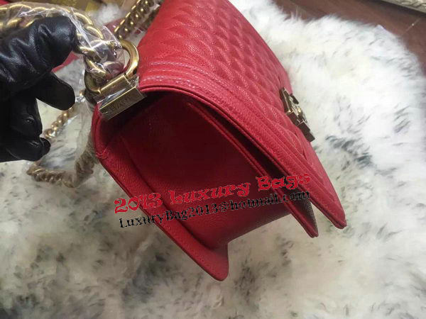 Boy Chanel Flap Shoulder Bag Cannage Pattern A67086 Red