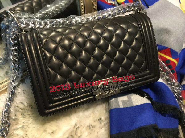 Boy Chanel Flap Shoulder Bag Sheepskin Leather A67086 Black