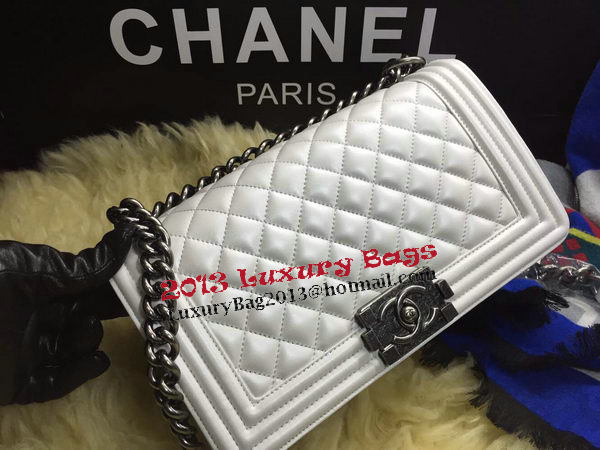 Boy Chanel Flap Shoulder Bag Sheepskin Leather A67086 OffWhite