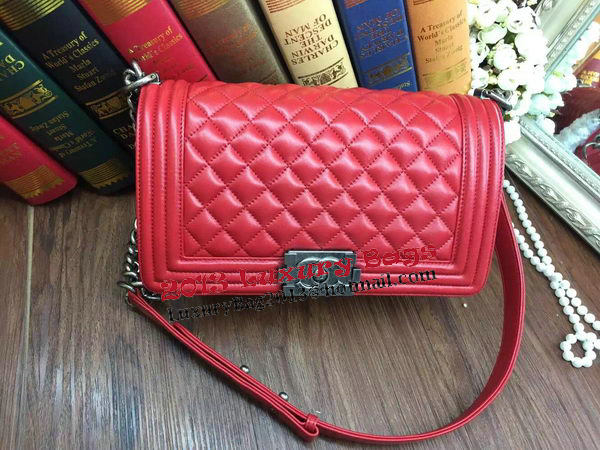 Boy Chanel Flap Shoulder Bag Sheepskin Leather A67086 Red