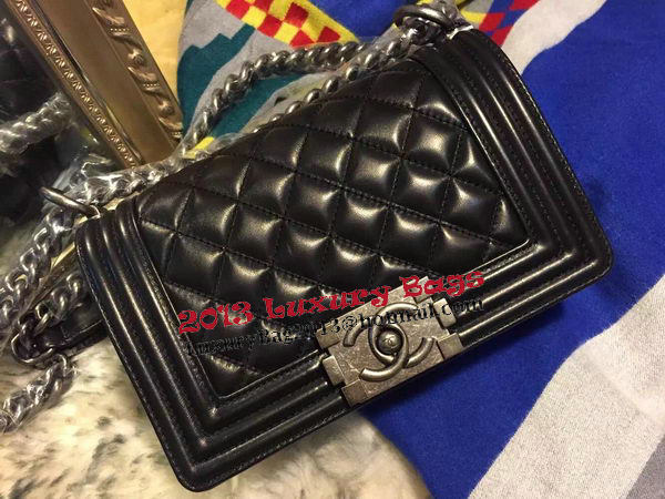 Boy Chanel Flap Shoulder Bags Sheepskin Leather A67085 Black