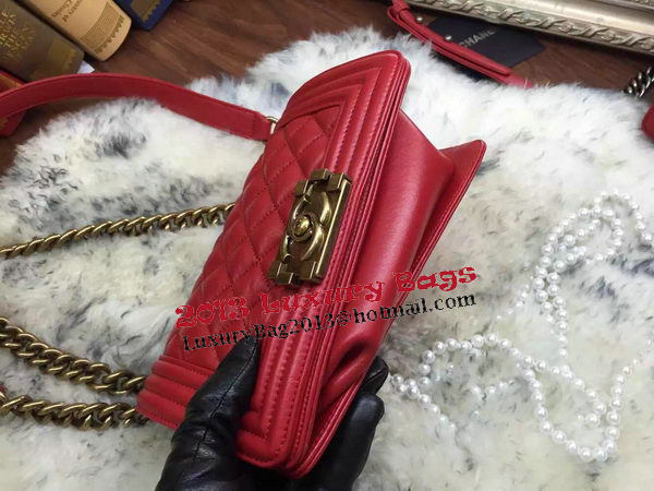 Boy Chanel Flap Shoulder Bags Sheepskin Leather A67085 Red