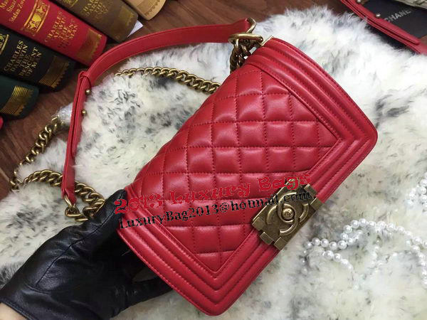 Boy Chanel Flap Shoulder Bags Sheepskin Leather A67085 Red