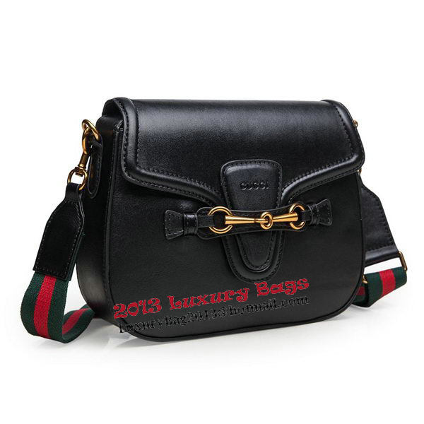 Gucci Lady Web Calfskin Leather Shoulder Bags 383848 Black