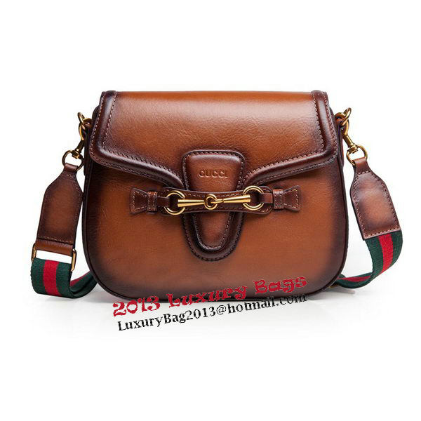 Gucci Lady Web Calfskin Leather Shoulder Bags 383848 Brown