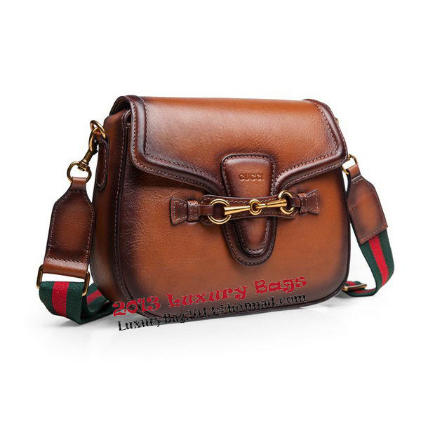 Gucci Lady Web Calfskin Leather Shoulder Bags 383848 Brown
