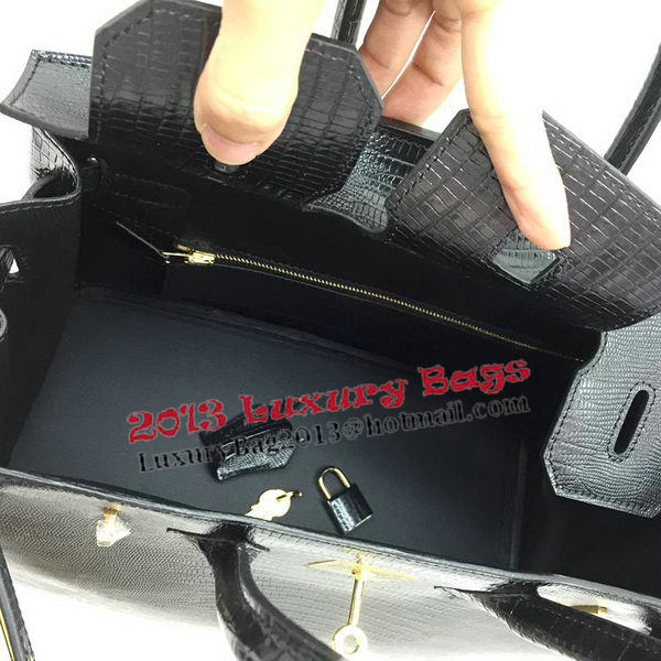 Hermes Birkin 30CM Tote Bags Lizard Leather H30LI Black