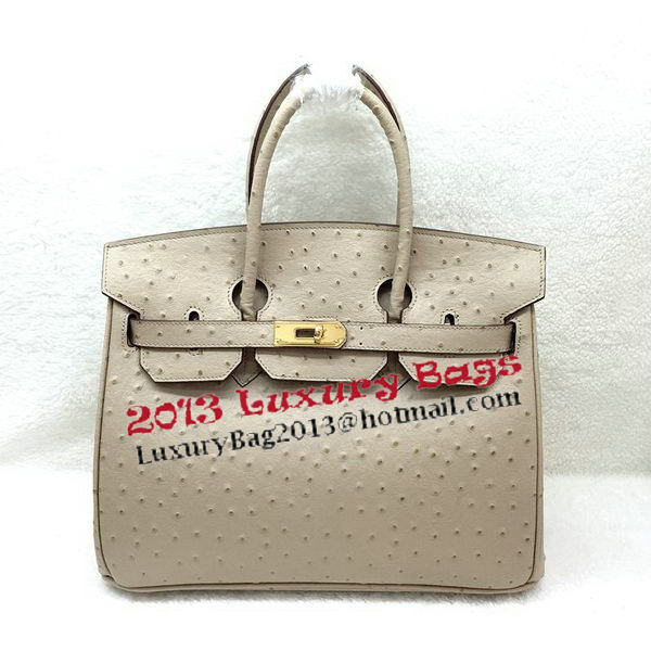 Hermes Birkin 30CM Tote Bags Ostrich Leather H30LI Apricot