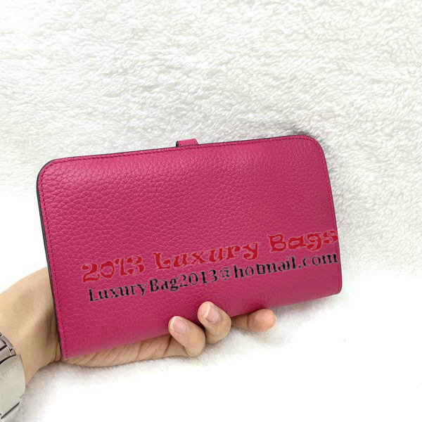 Hermes Dogon Combined Wallet Litchi Leather A508 Rose