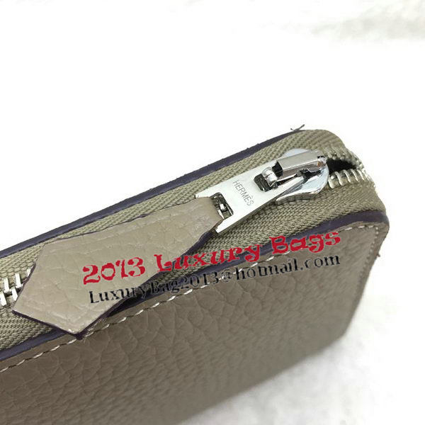 Hermes Evelyn Long Zip Wallet Litchi A808 Grey