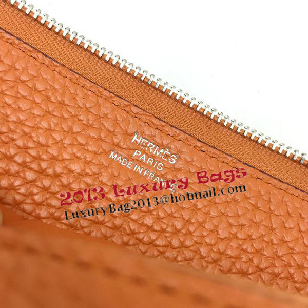 Hermes Evelyn Long Zip Wallet Litchi A808 Orange