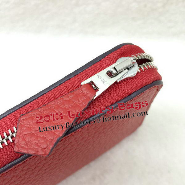 Hermes Evelyn Long Zip Wallet Litchi A808 Red