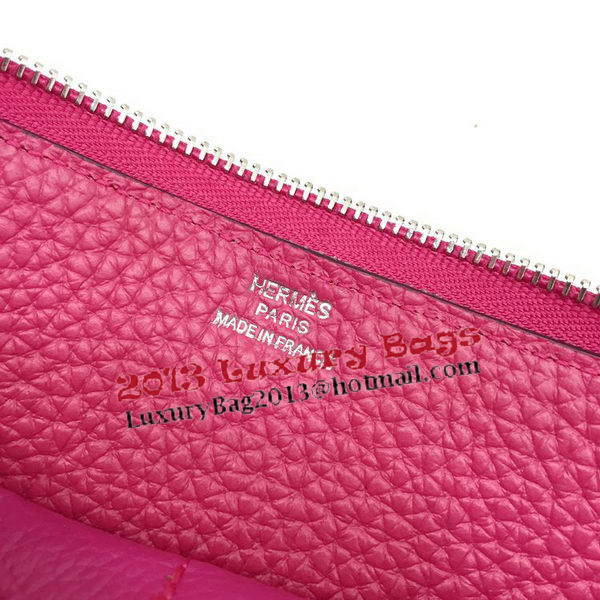 Hermes Evelyn Long Zip Wallet Litchi A808 Rose