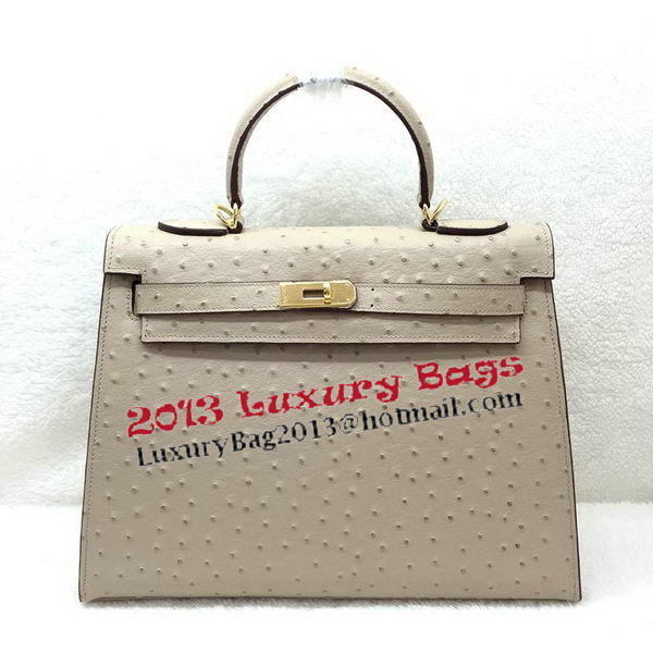 Hermes Kelly 32cm Shoulder Bag Ostrich Leather K32LI Apricot
