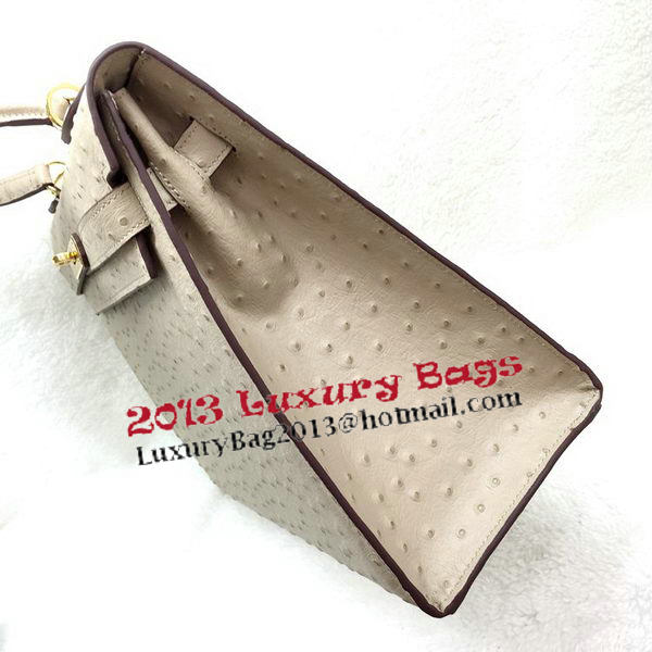 Hermes Kelly 32cm Shoulder Bag Ostrich Leather K32LI Apricot