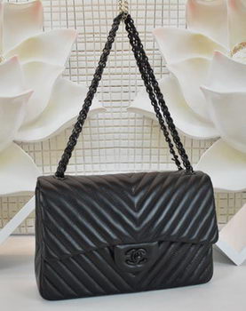 Boy Chanel Flap Bag Sheepskin Chevron Quilting A64306 Black