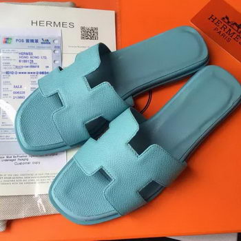 Hermes Slipper Calfskin Leather HO0476 Light Blue
