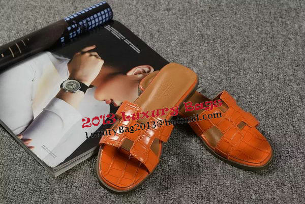 Hermes Slipper Croco Leather HO0451 Orange