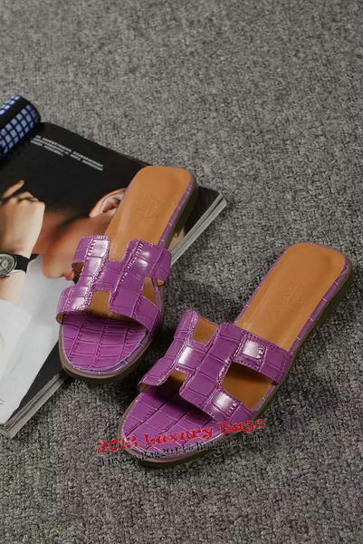 Hermes Slipper Croco Leather HO0451 Purple