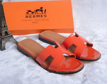 Hermes Slipper Patent Leather HO0430 Orange