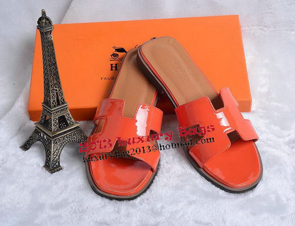 Hermes Slipper Patent Leather HO0430 Orange
