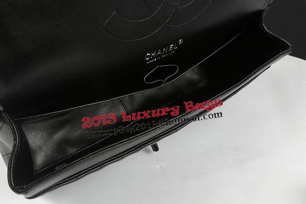 Chanel Classic Flap Bag Sheepskin Chevron Quilting A1113 Black