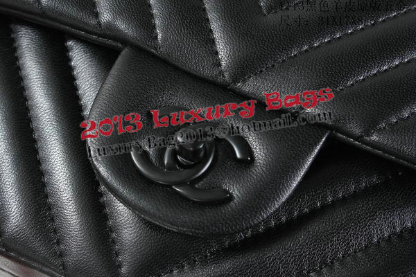 Chanel Classic Flap Bag Lambskin Chevron Quilting A01113 Black