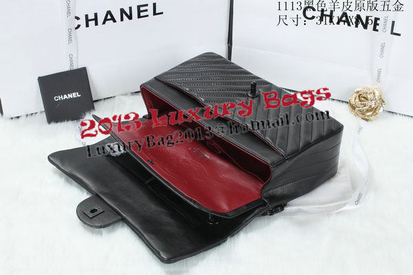 Chanel Classic Flap Bag Lambskin Chevron Quilting A01113 Black
