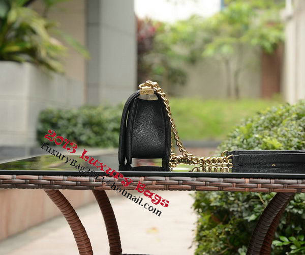 Boy Chanel Flap Shoulder Bags Black Cannage Pattern Leather A67086 Brass