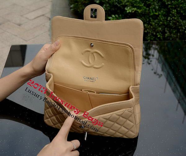 Chanel 2.55 Series Flap Bag Apricot Sheepskin Leather A1112 Silver
