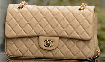 Chanel 2.55 Series Flap Bag Apricot Sheepskin Leather A37586 Gold