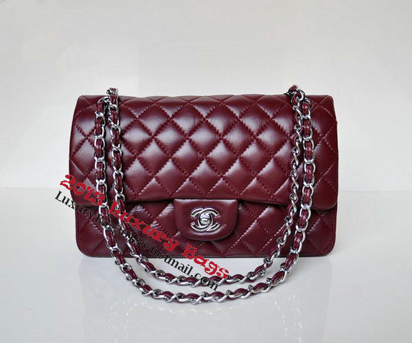 Chanel 2.55 Series Flap Bag Burgundy Patent Leather A1112 Silver