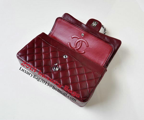 Chanel 2.55 Series Flap Bag Burgundy Patent Leather A1112 Silver