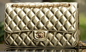 Chanel 2.55 Series Flap Bag Gold Sheepskin Leather A1112 Gold