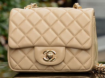 Chanel Classic MINI Flap Bag Apricot Sheepskin A37585 Gold