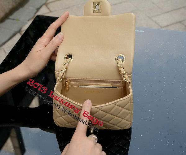 Chanel Classic MINI Flap Bag Apricot Sheepskin A37585 Gold
